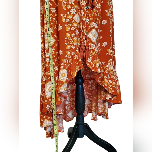 Anthropologie Abel the Label Rustica Floral Orange Hi Low Midi Dress Women´s M - Picture 4 of 7
